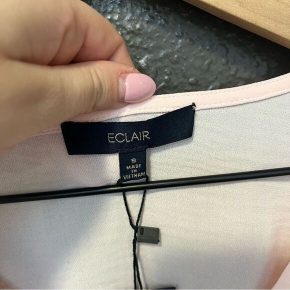 Eclair Nordstrom Short Sleeve Button Front Peplum Blouse NEW pink small - Picture 8 of 13